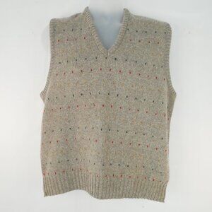 Vtg Robert Bruce Sweater Vest Knit Wool Speckle Multicolor Union Made Large Tan